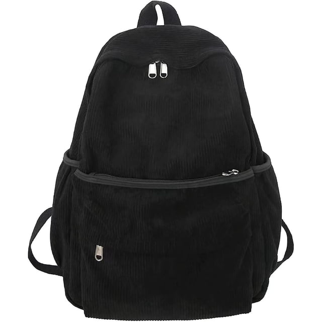 LHSHID Preppy Corduroy Backpack Large Aesthetic Backpack Fit 15.6 inch Laptop College Backpack Cute Book Bag Casual Daypack (White,One Size)