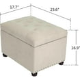 thumbnail image 3 of Joveco Storage Ottoman, 24" Fabric Rectangle Tufted  Foot Rest Stool for Living Room Bedroom, Beige, 3 of 9