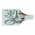 thumbnail image 1 of Eiffel Tower Cutting Board, Illustration of a Woman on Alexander III Bridge in Paris Riding a Bike, Tempered Glass Cutting and Serving Board, Wine Bottle Shape, Grey Red Peach, by Ambesonne, 1 of 1