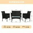 thumbnail image 5 of Tappio 4 Piece Patio Conversation Wicker Furniture Set, Porch Furniture Outdoor Sectional Furniture Set w/Side Table & Cushions, Wicker Sofa Garden Conversation Set for Yard Pool Backyard,Black/Black, 5 of 8