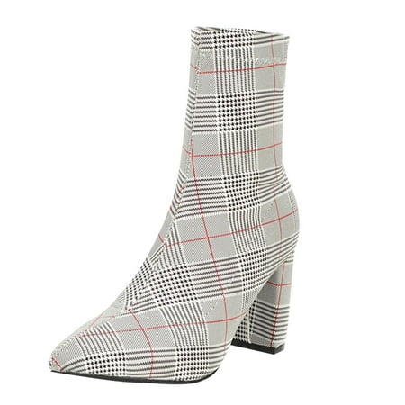 

Fsqjgq Tall Boots for Women Fashion Boots Thick Heels High Heels Elastic Short Boots Fashion Boots Womens Winter Boots Half B 41
