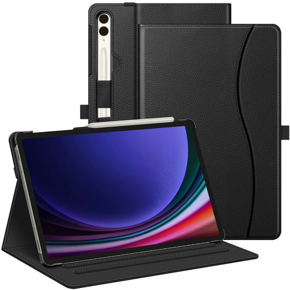 Fintie Case for Samsung Galaxy Tab S10 Plus 2024/ Tab S9 Plus 2023 12.4 Inch with S Pen Holder, Multi-Angle Viewing Protective Cover with Pocket, Auto Sleep/Wake, Black