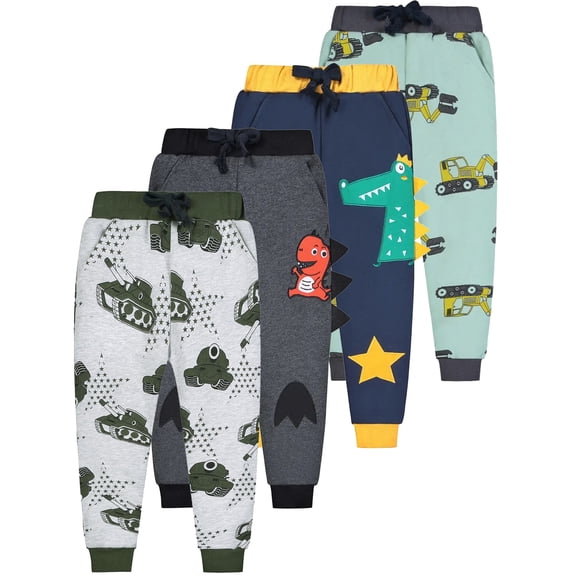 QEFJNO Toddler and Little Boys Cotton Pull On Active Jogger Pants Casual Sweatpants with Drawstring 1Pcs Gray Tank 3T