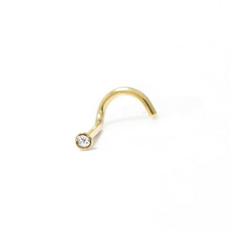 - Nose Screw Ring 1pc Gold IP 316L Surgical Steel Stud CZ Gem Jewelry 20G 18G 6MM