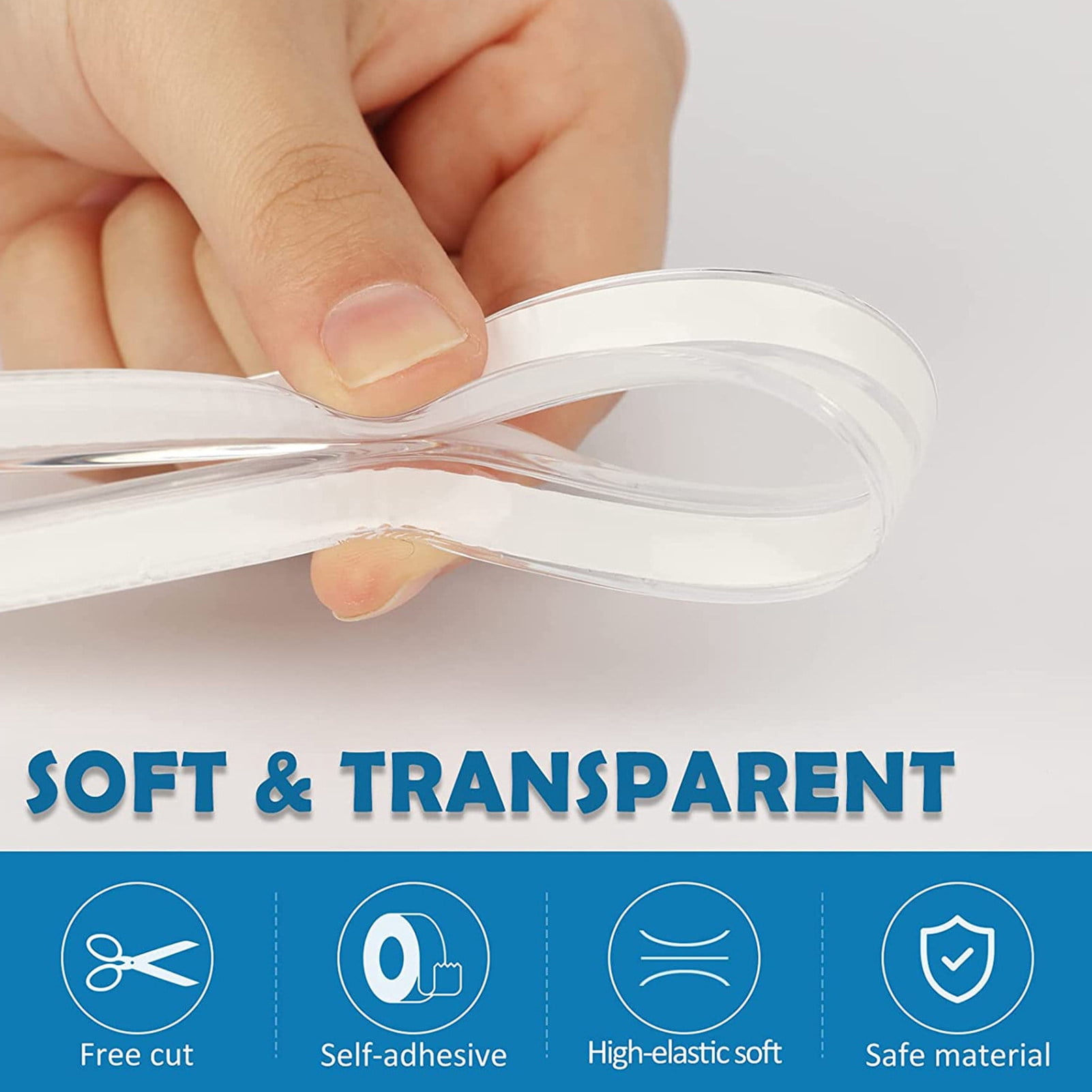 Homeer Bumper Strip Anti-collision Strip Table Corner Protector Transparent Bumper Strip Strong Adhesive Child Protective Strip Home Accessories