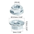 thumbnail image 3 of Tuercas de brida hexagonal con bloqueo serrado Uxcell, acero al carbono galvanizado #10-32, 3 of 5