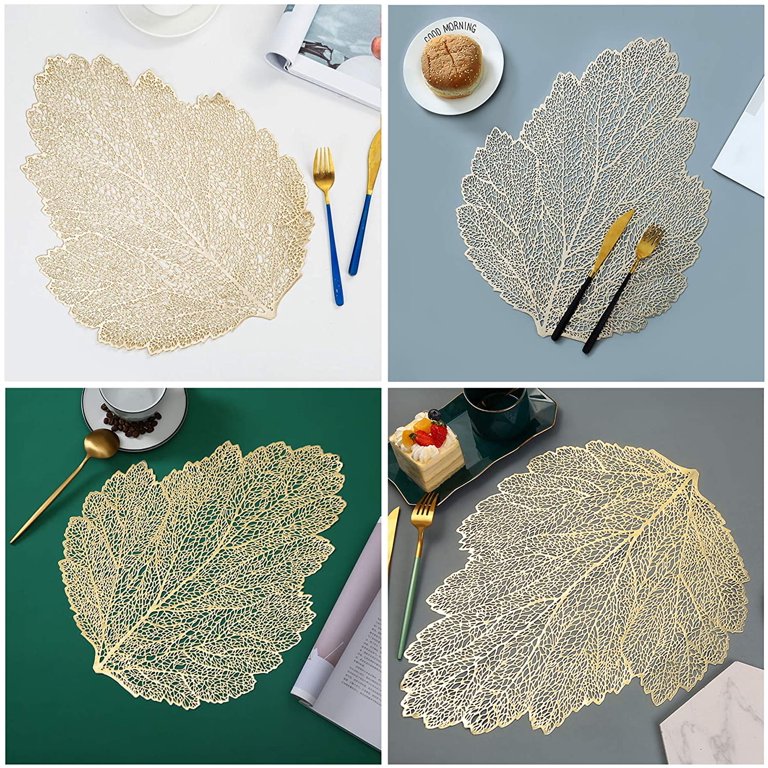 1pc PVC Placemat, Creative Leaf Design Non Slip Table Mat For Kitchen