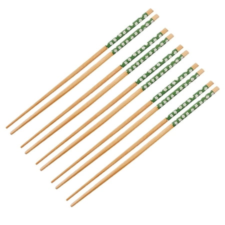 

Hloma 5 Pairs Food Chopsticks Environmental Friendly Convenient Lightweight Japanese Style Floral Wood Noodles Chopsticks for Hotel