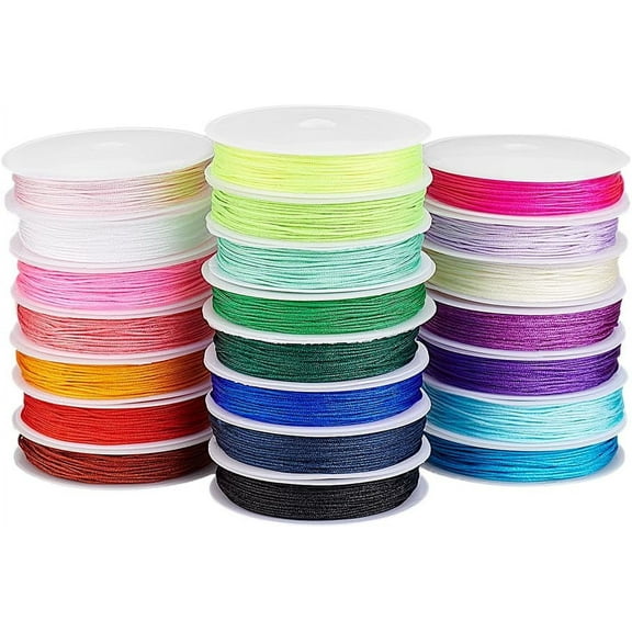 Nylon String for Bracelets 1mm Nylon Beading Cord 22 Colors Chinese Knotting Cord Colorful Nylon Thread for Jewelry Making Bracelet Necklace Macrame Craft 240 Yards