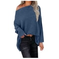 thumbnail image 1 of Haut Ample pour Femmes, Couleur Unie, Manches Longues, Polyester, Bleu, m, 1 of 3