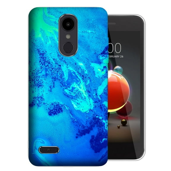 MUNDAZE LG Aristo 3 / 2 / Tribute Dynasty / Zone 4 Blue Abstract Paint Design TPU Gel Phone Case Cover