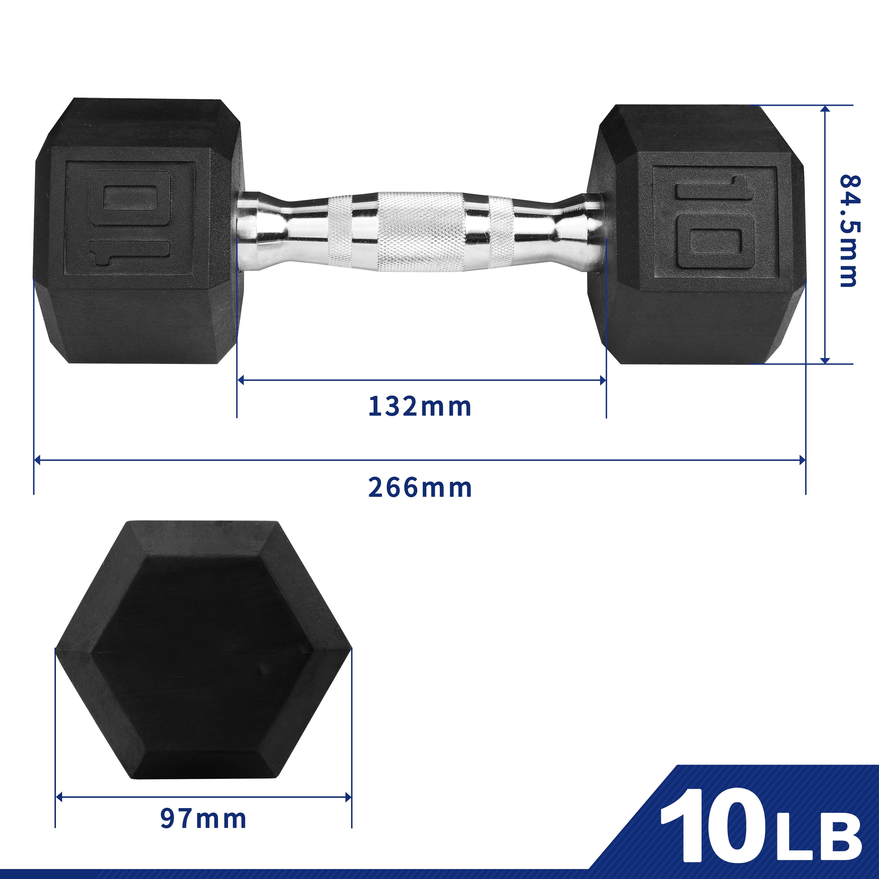 Athletic Works 10lb Hex Dumbbell, Single Weight, Black