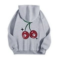 thumbnail image 4 of Puliio Womens Hoodies Cute Cherry Printed Long Sleeve Casual Pullover Hoodie Spring Fall Winter Soft Comfortable Hooded Sweatshirt With Front Pocket, 4 of 6