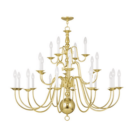 

Chandeliers 22 Light With Polished Brass Finish size 42 in 720 Watts - World of Crystal