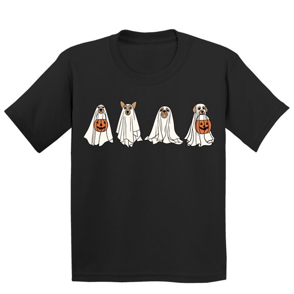 Hiding Ghost Dogs Halloween Outfit Pet Lovers Youth T-shirt, S, Black