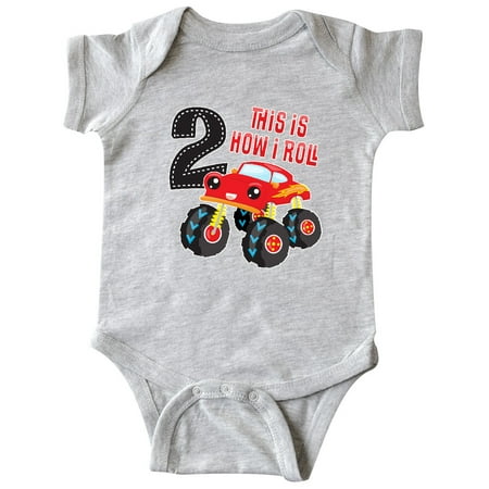 

Inktastic Monster Truck How I Roll 2nd Birthday Gift Baby Boy Bodysuit