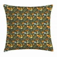 thumbnail image 1 of Woodland Throw Pillow Cushion Cover, Forest Fauna Design Fox Squirrel and Birds on Dark Toned Backdrop Nature Elements, Decorative Square Accent Pillow Case, 16 X 16 Inches, Multicolor, by Ambesonne, 1 of 2