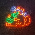 thumbnail image 2 of Handmadetneonsign Drinking cat Neon Sign, Drinking cat Led Sign, Wall Decor, Cat Led Light, Custom, 2 of 5