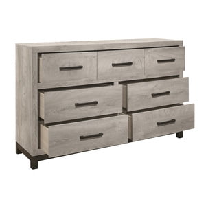 Sleek Design Zephyr Collection Dresser with Metal-Finish Banding and Gray Faux Wood Finish