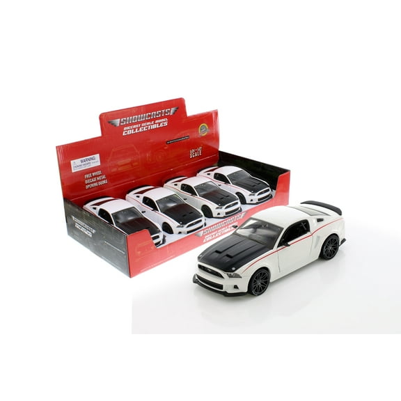 2014 Ford Mustang Street Racer Hard Top, White w/Black Hood - Showcasts 37506 - 1/24 Scale Car