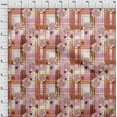 thumbnail image 3 of oneOone Cotton Poplin Dark Peach Fabric Leaves & Floral Check Diy Clothing Quilting Fabric Print Fabric By Yard 42 Inch Wide, 3 of 4