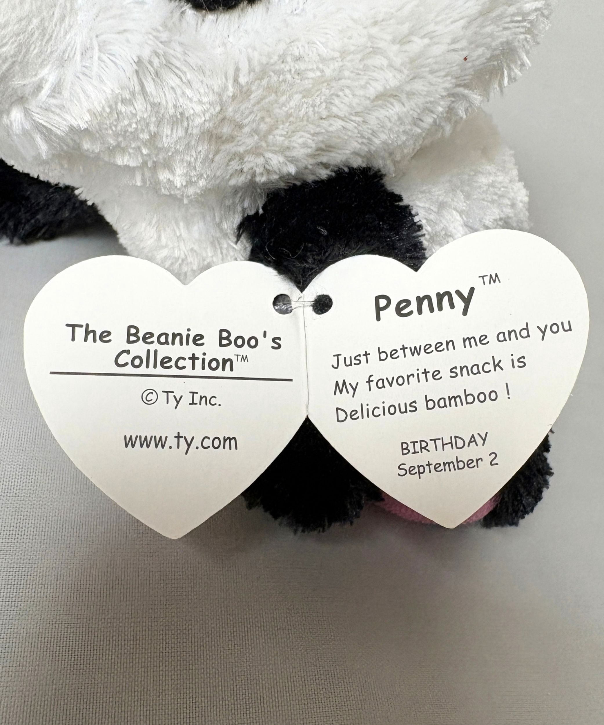 Ty Beanie Boos - Penny the Valentine Panda bear, (5