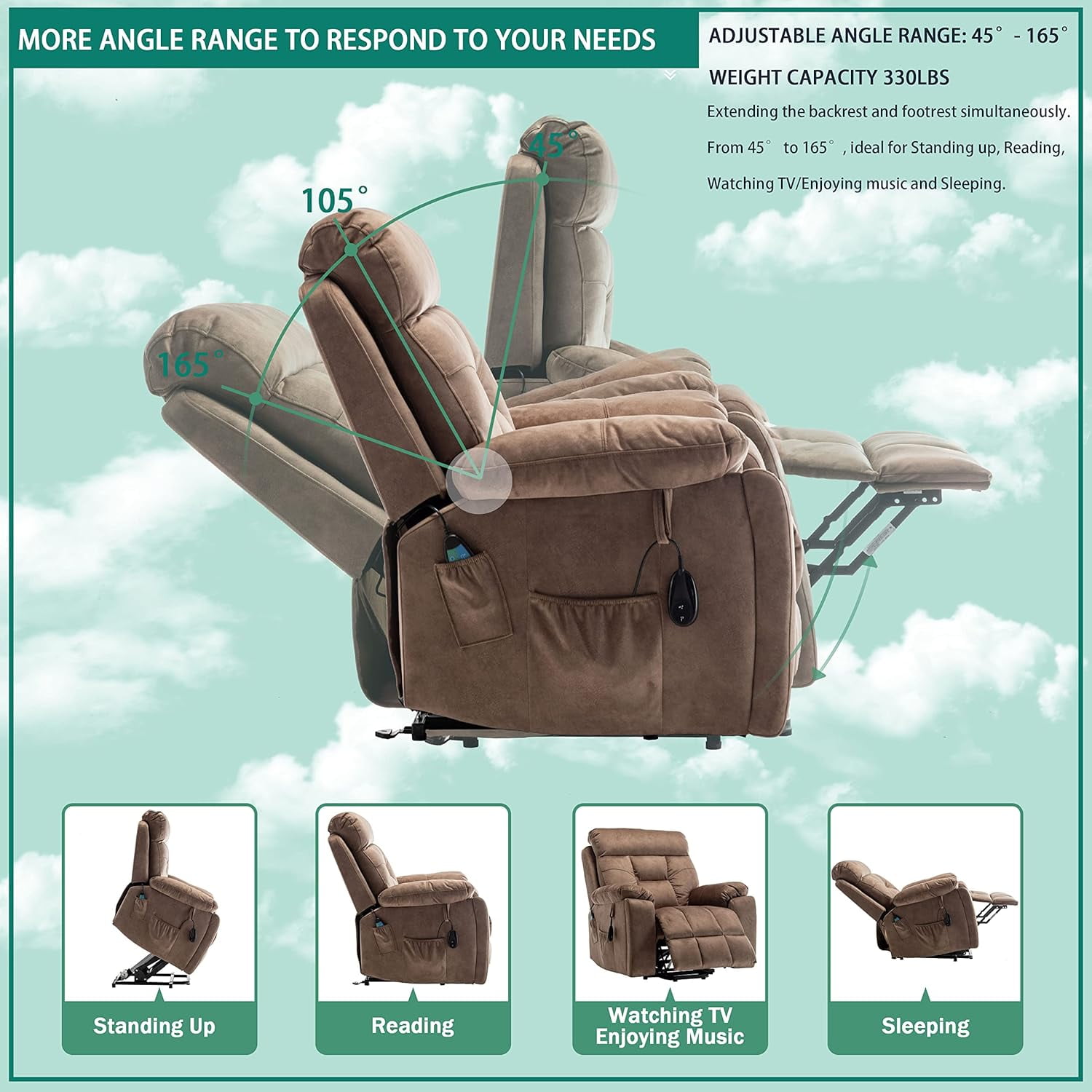 Lounge chair lift chair relax sofa chair living room furniture living room power elderly electric lounge chair (oversize, hidden cup holder)&nbsp;