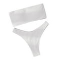 thumbnail image 4 of Women 2 Piece Bandeau Swimsuits Ribbed Strapless Bandeau Bikini Set High Cut Bathing Suits, 4 of 6