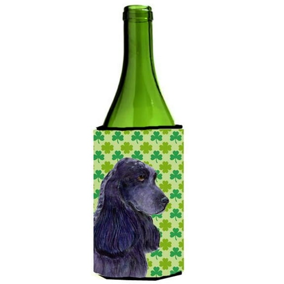 Cocker Spaniel St. Patricks Day Shamrock Portrait Wine bottle sleeve Hugger 24 oz.