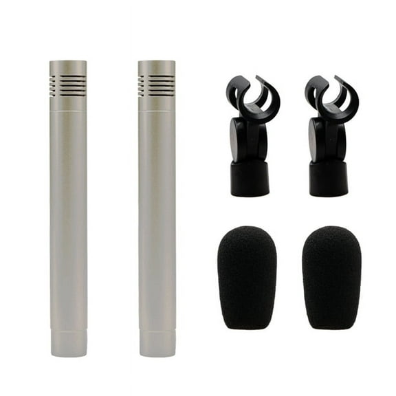 1 Pair C02 Pen-Shaped Condenser Microphone Shockproof Clip Microphone Piano Mic Pen Type Instrument Microphone A