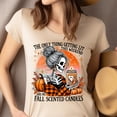 thumbnail image 4 of Fall Scented Candles Tee | Skeleton Girl Autumn Shirt | Unisex Casual T-Shirt, Azalea, Size 3XL, 4 of 6
