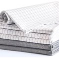 thumbnail image 2 of Highly Absorbent Cotton Kitchen Towels for Drying Dishes - Set of 6 Dish Towels - Narrow Light Gray Stripes Plaid Waffle Dishtowels - 18"X28" Large Lint Free Linen Tea Hand Bulk T Towls, 2 of 3