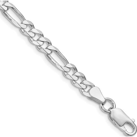 Sterling Silver Rhodium-Plated 5.25mm Figaro Chain (7 X 5.25) Made In India qfg150r-7