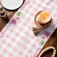 thumbnail image 3 of Spring Easter Table Runner 90 Inches, Watercolor Floral Tulips Wreath Eggs Pink Plaid Bed Runner Dresser Scarves Tabletop for Indoor Outdoor Parties/Ceremony/Banquet, 13" x 90", 3 of 8