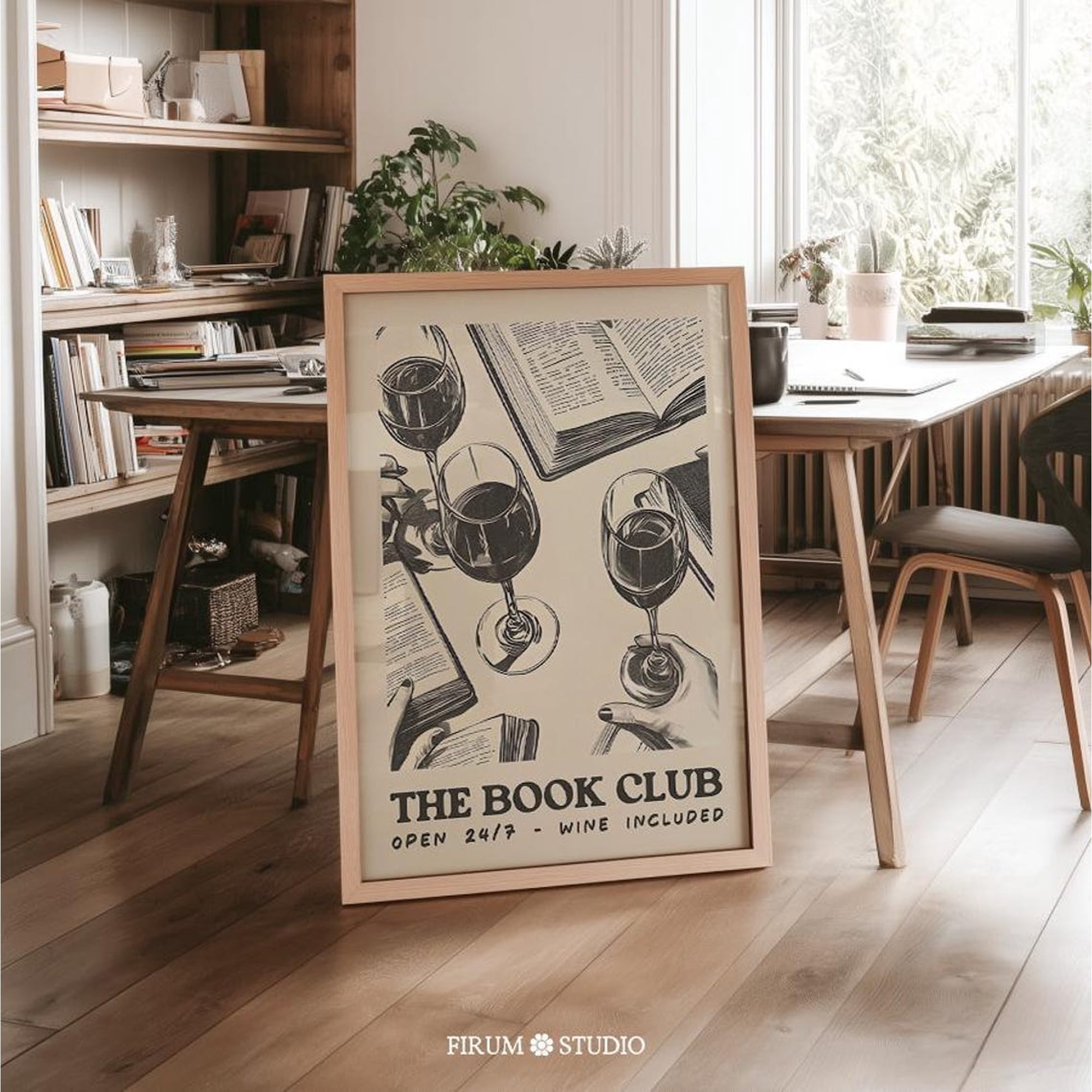 Book Club Wall Art Wine And Books Typography Stylish Library And Gallery Wall Decor