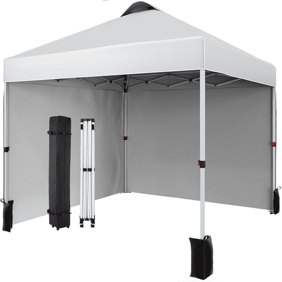 10'x10' Pop up Tent with Sidewall,Portable Outdoor Canopy with Wheeled Carry Bag&Sandbag for Camping Picnic Party