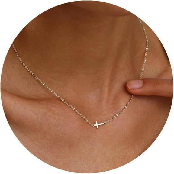 Cross Necklace For Women, 14K Gold Plated Cubic Zirconia Cross Necklace Dainty Gold Cross Necklace Tiny Simple Cross Pendant Necklaces For Women Trendy Jewelry Gift[Z2342]