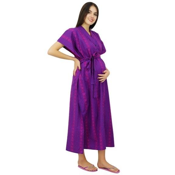 Bimba Cotton Kaftan Delivery Gown Wear Front & Back Buttons Caftan With Belt