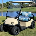 thumbnail image 4 of Pzuqiu Tropical Leaf Print Golf Cart Seat Cover Set - Blue Tie-Dye Style, Breathable Polyester, All-Weather Protection, Easy Install for 2-Seater Carts, 4 of 10