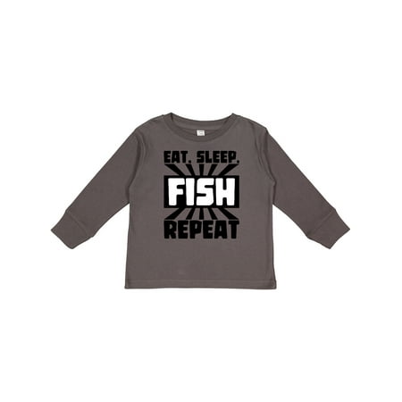 

Inktastic Eat Sleep Fish Repeat Gift Toddler Boy or Toddler Girl Long Sleeve T-Shirt