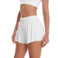 thumbnail image 2 of TRUNZI Running Shorts for Women with Pockets Flowy High Waist Drawstring Quick Dry Women Summer Workout Shorts White M, 2 of 4