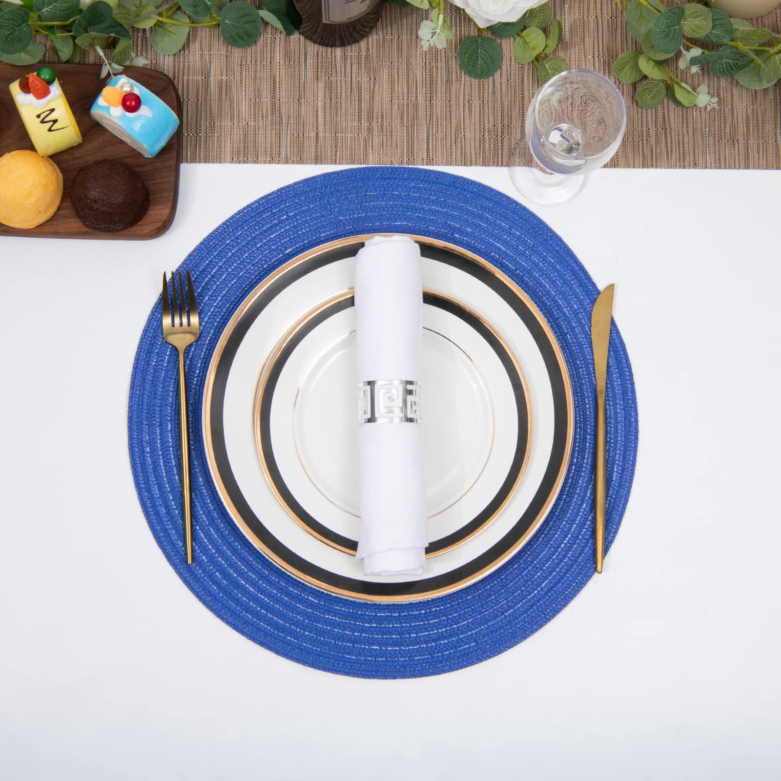 Round Placemats Set of 6 Woven Braided 15 inch Circle Placemat for Dining Tables Kitchen Table Mats Washable