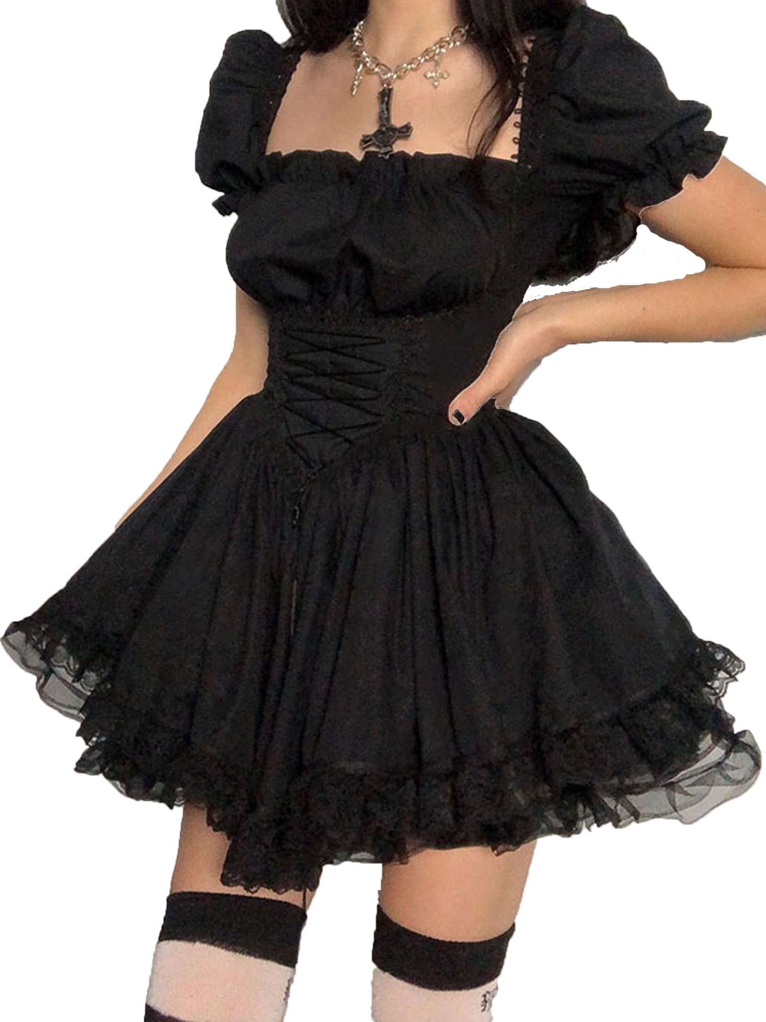 UK Kids Girls Kitten Puffy Dresses Sleeveless Bowknot Child Gothic Lolita Dress 