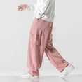 thumbnail image 2 of BOOMNY Men's Baggy Pants Solid Color Corduroy Cargo Pants for Men Wide Leg Plus Size Loose Warm Fall Winter Trousers With Pocket, 2 of 9