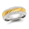thumbnail image 1 of Bague Rainurée Plaquée Jaune Poli en Acier Inoxydable pour Hommes (8mm), 1 of 4