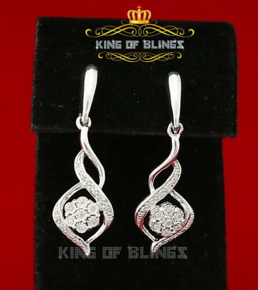 King of Bling's 925 Sterling Silver 0.15ct Diamonds Hip Hop For Women's White Stud Earrings