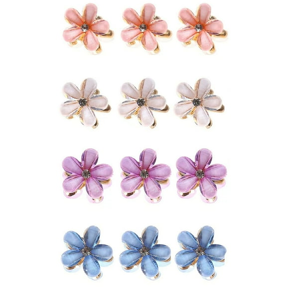 12Pcs Mini Flower Hair Clips, Decorative Wedding Bridal Hair Barrettes and Pins for Girls Women for Thin/Thick Curly Hair Non Slip Bangs Pins
