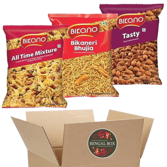 BOX OF LIFE Indian Snack Variety Set, Premium Snack Mixes, 3 Count, 150g Each