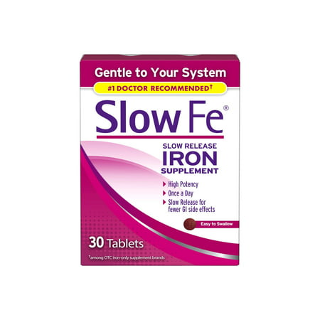 Slow Fe Iron Supplement Tablets for Iron Deficiency, Slow Release, High Potency, 30 (Best Iron Pills For Anemia)