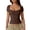 Coffee #1, variant on Womens Square Neck Shirts Double Lined Top Fitted T-Shirts Short Sleeve Basic Tee 2024 Summer Outfits Going Out Tops Light Brown M